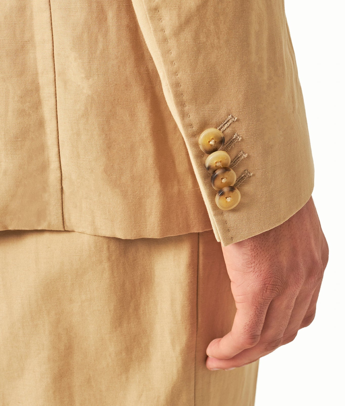 Garret Tailored Fit Unstructured Two-Button Linen & Cotton Blazer | Biscuit