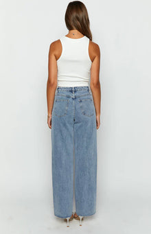 Gem Diamante Trim Wide Leg Jeans | Denim