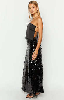 Genevieve Sequin Maxi Skirt | Black