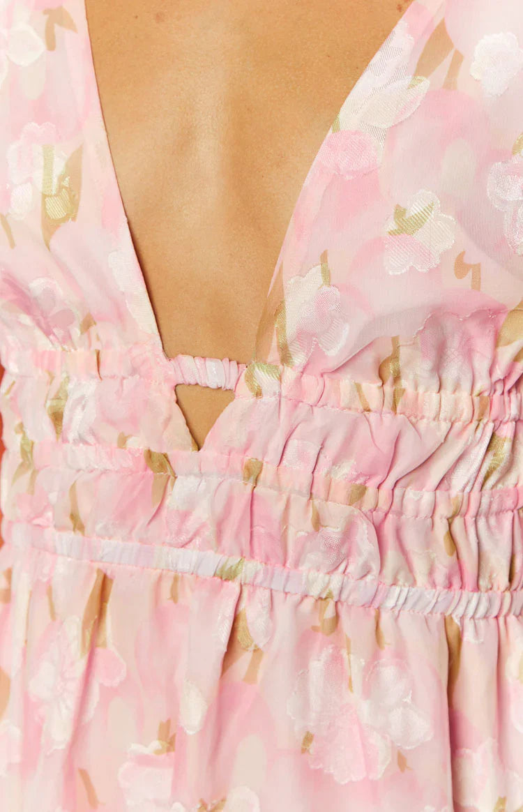 Genovia Floral Chiffon Mini Dress | Pink