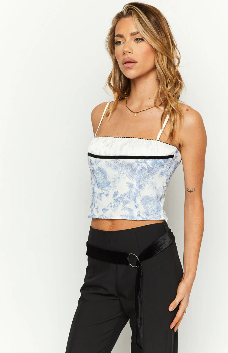 Gianna Print Top | Blue