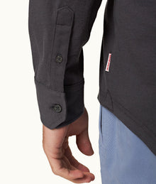 Giles Silk Tailored Fit Classic Collar Cotton-Silk Shirt | Piranha Grey