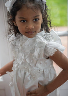 Girl | Butterfly White Satin Ceremony Romper