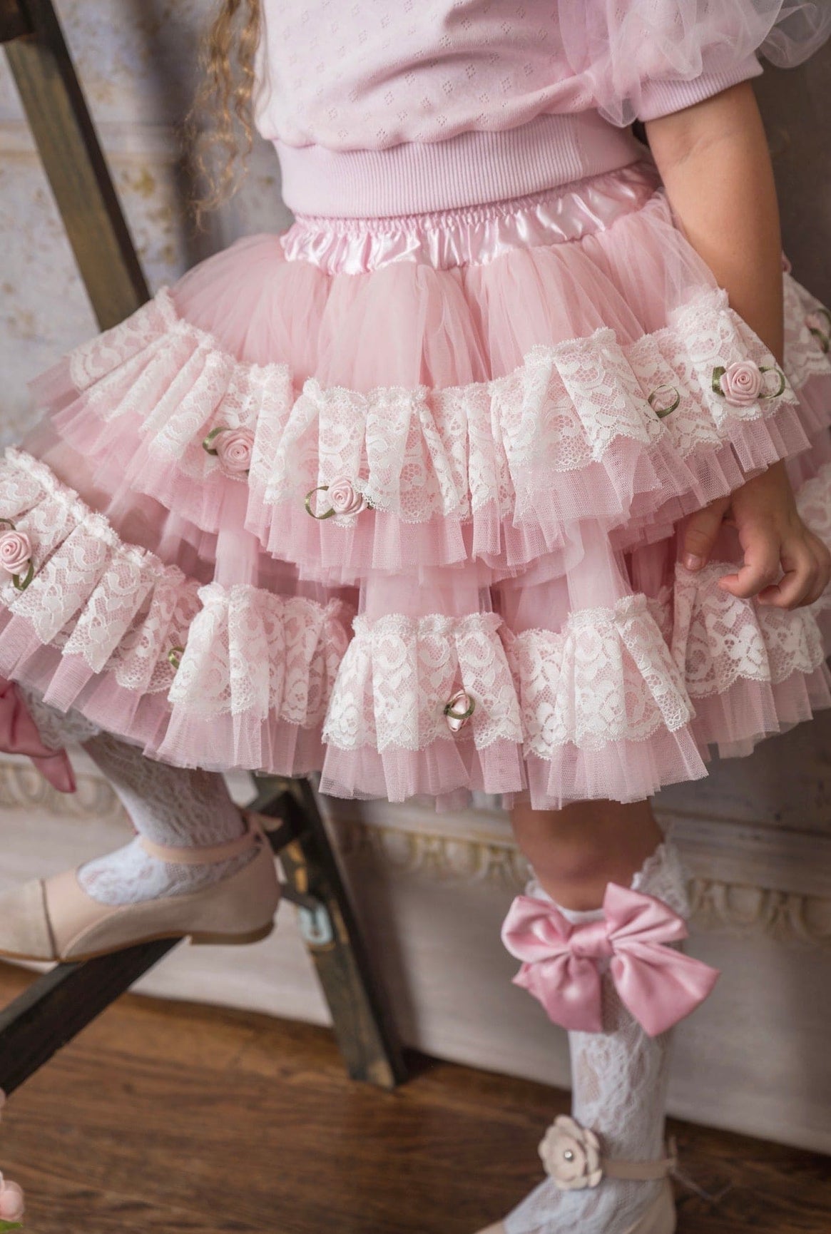Girl | Harlow Pink Embroidered Tulle Skirt