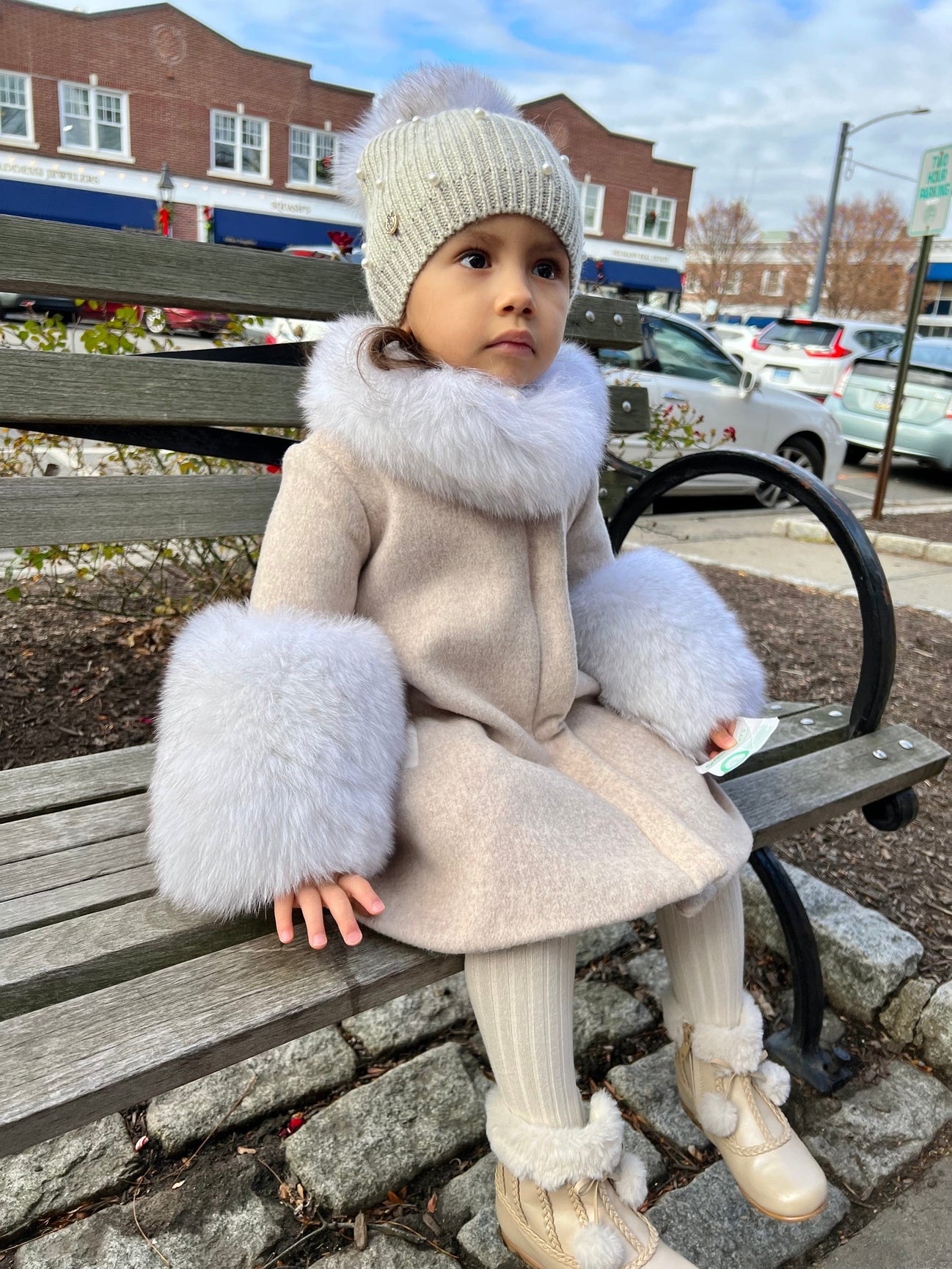 Girl | Pearl Angora Kids Hat | Gray