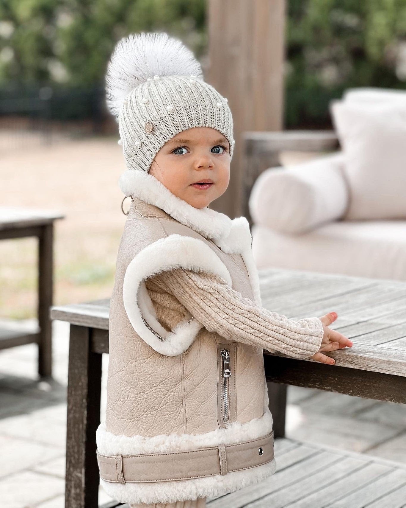 Girl | Pearl Angora Kids Hat | Gray