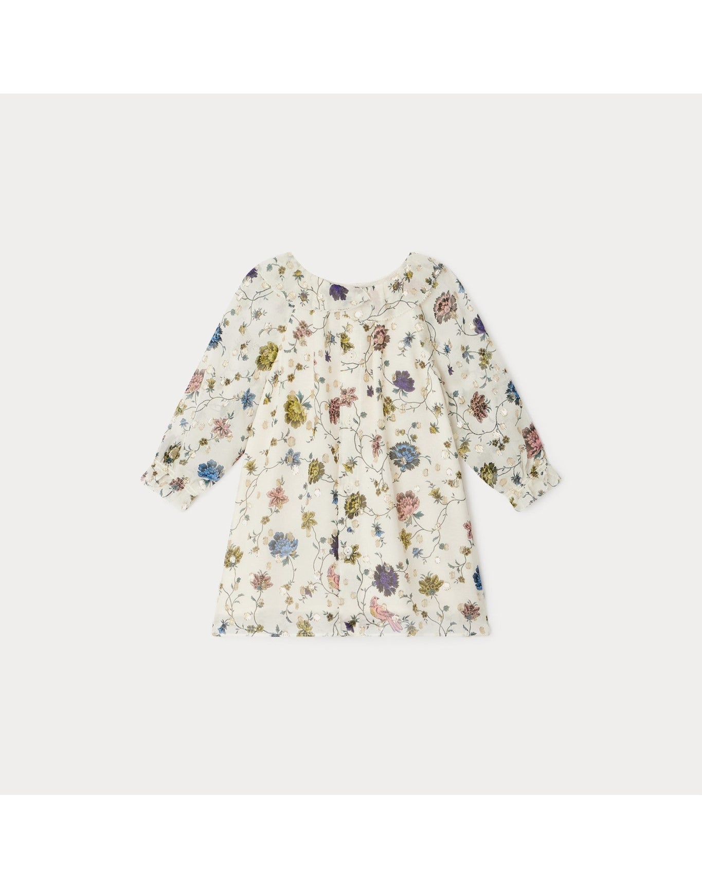 Girls | Formal Teale Dress Flowers | Ecru