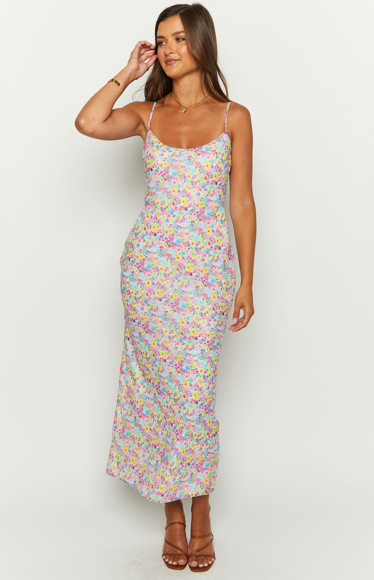 Good Days Painted Floral Maxi Dress | Pink
