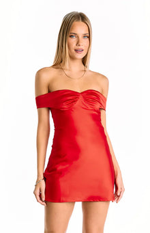 Gracie Off Shoulder Party Mini Dress | Red