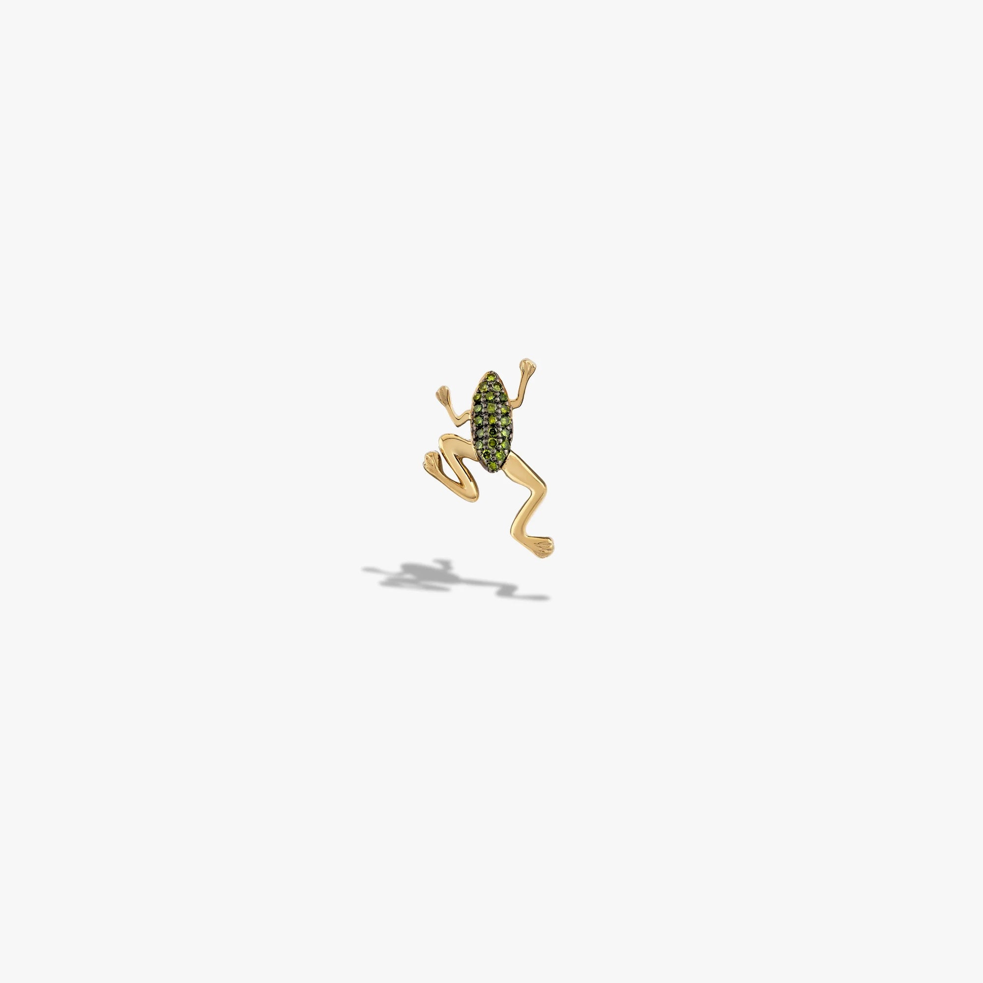 Awe Inspired Earrings 14K Gold Vermeil / Single Left Green Diamond Baby Frog Studs
