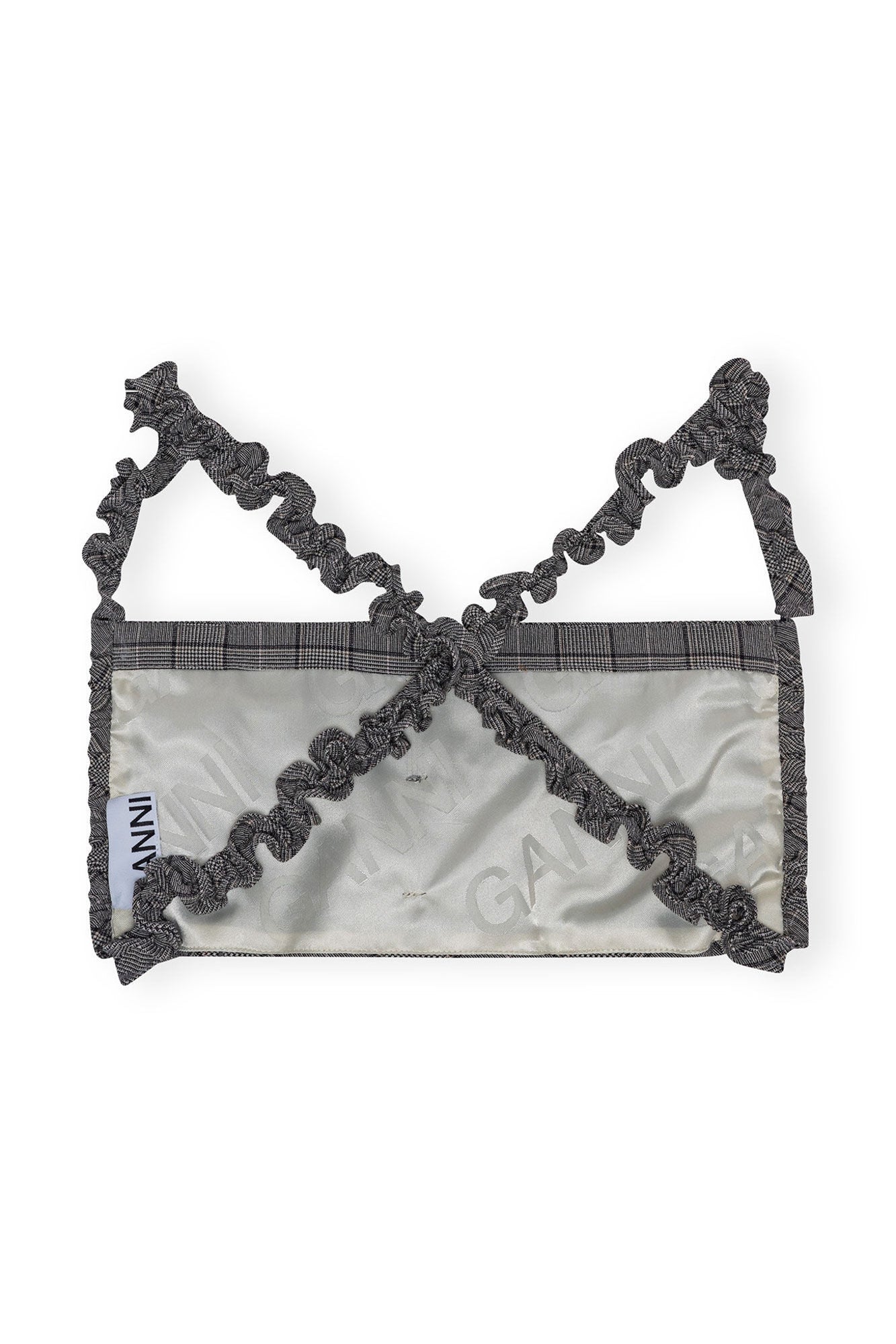 Grey Checkered Mix Ruched Top | Frost Gray