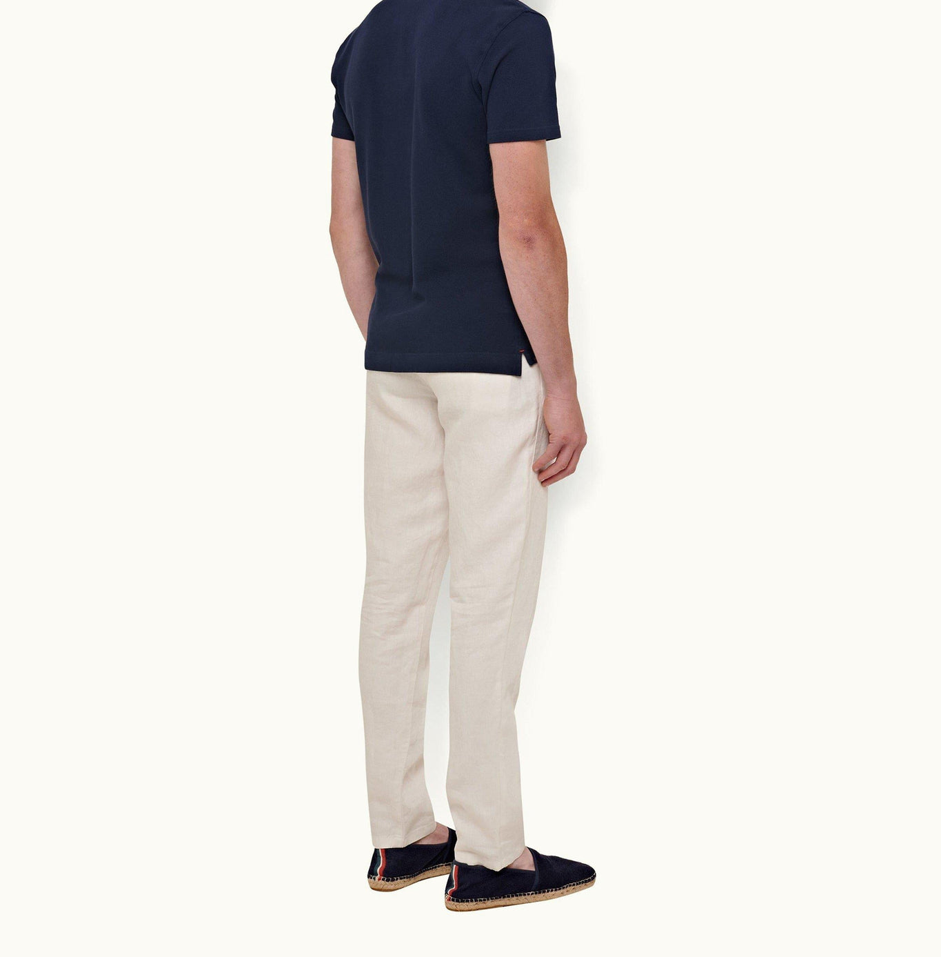 Griffon Linen Tailored Fit Linen Trousers | White Sand