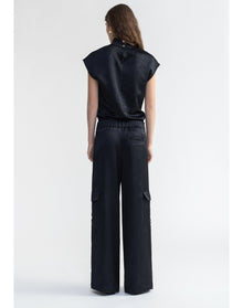 Gust | Satin Cargo Pants | Black