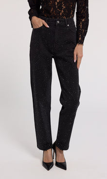 Baylor Compact Crystal Jeans | Washed Black/Hematite