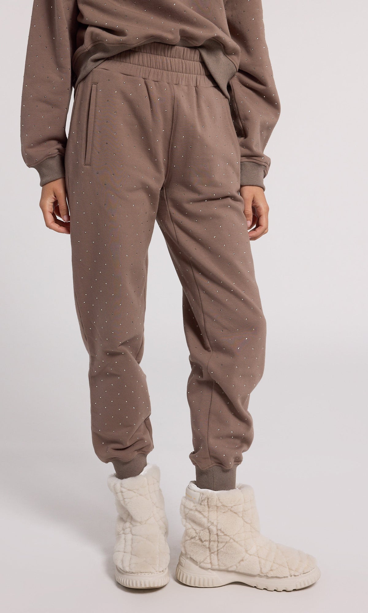 Ruel Crystal Sweatpants | Truffle/Truffle