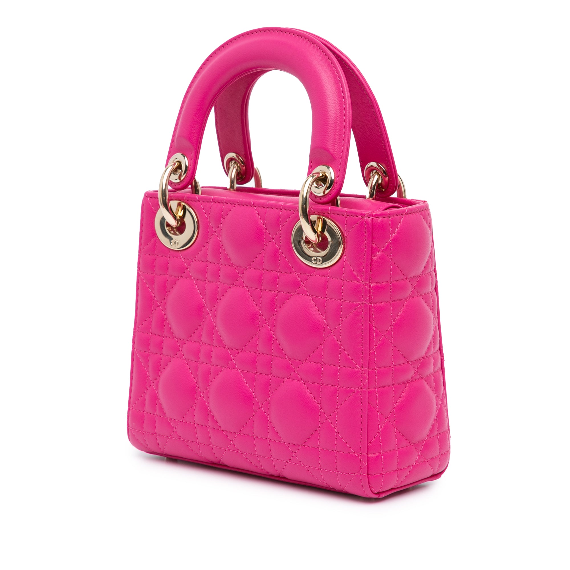 Dior | Pre-Owned Mini Lambskin Cannage Lady | Pink/Hot Pink
