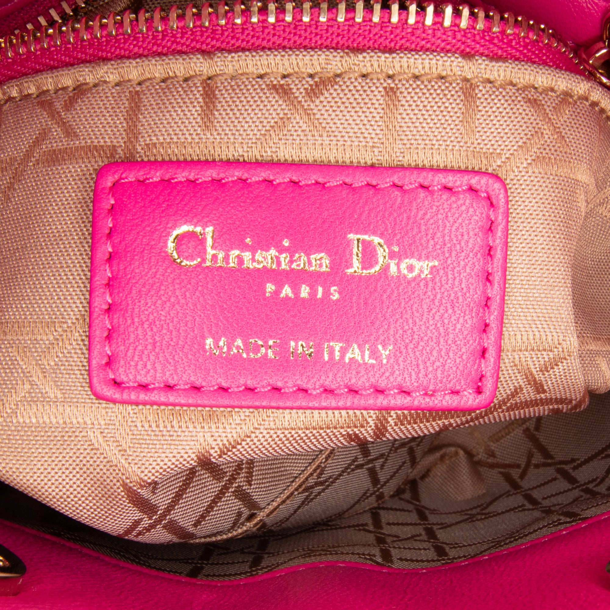 Dior | Pre-Owned Mini Lambskin Cannage Lady | Pink/Hot Pink