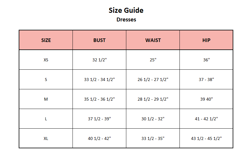 Product size guide