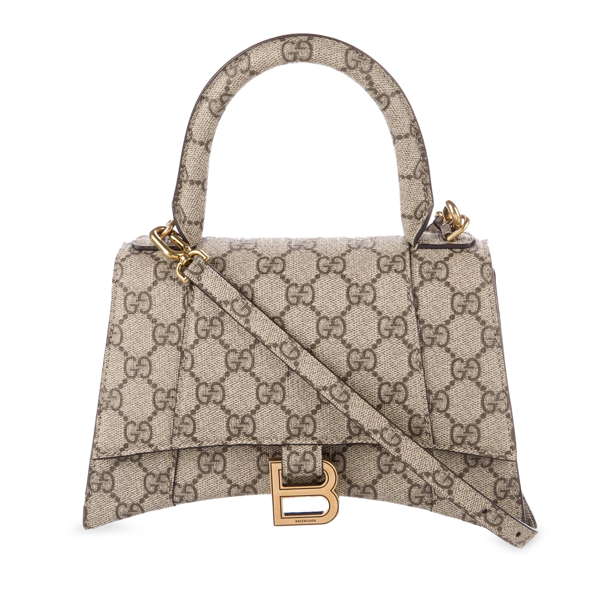 Gucci Pre-Owned Small The Hacker Project GG Supreme Hourglass Satchel | Women | Brown x Beige