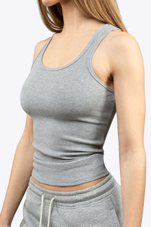Womens | Essential Form-Fitting Rib Tank | Heather Grey