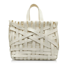 Jil Sander | Pre-Owned Woven Leather Basket Tote | White