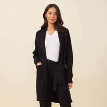 Soft Knit Waffle Long Cardigan | Women | Black