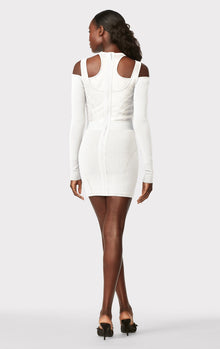 Hervé Léger X Law Roach Layered Sheer Intarsia Mini Dress | Alabaster