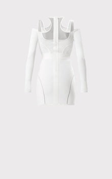 Hervé Léger X Law Roach Layered Sheer Intarsia Mini Dress | Alabaster