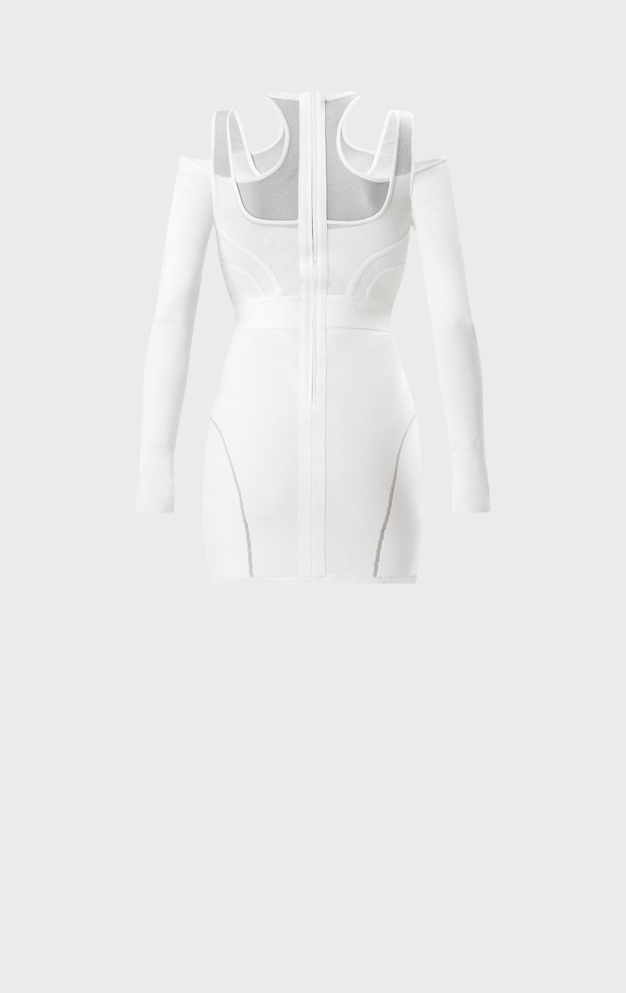 Hervé Léger X Law Roach Layered Sheer Intarsia Mini Dress | Alabaster