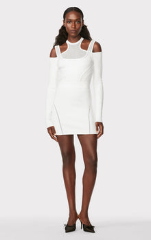 Hervé Léger X Law Roach Layered Sheer Intarsia Mini Dress | Alabaster