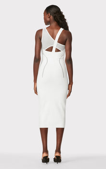 Hervé Léger X Law Roach Layered Sheer Intarsia Midi Dress | Alabaster