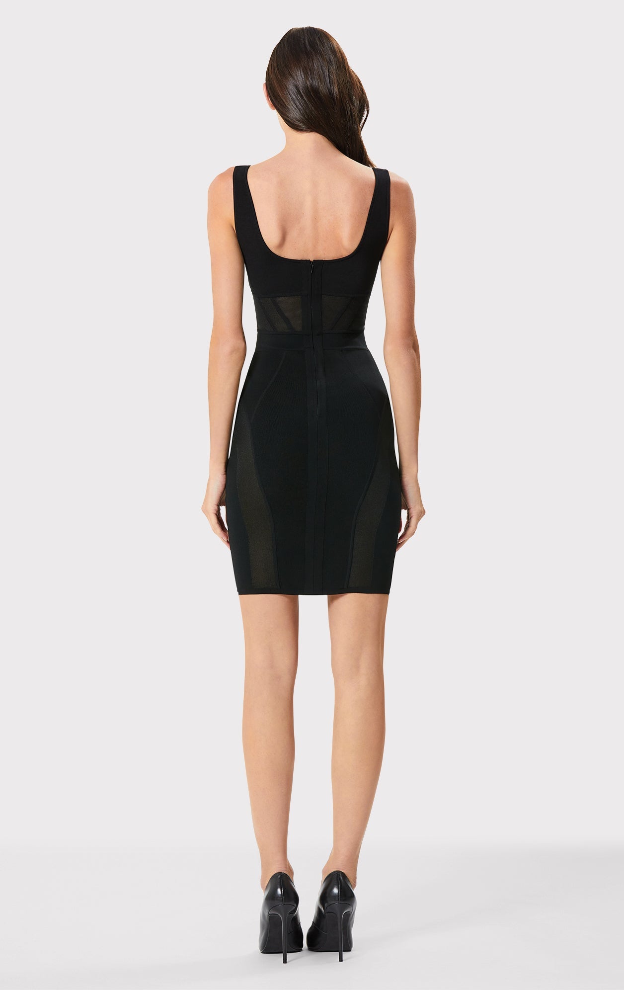 Hervé Léger X Law Roach Sheer Intarsia Corset Mini Dress | Black