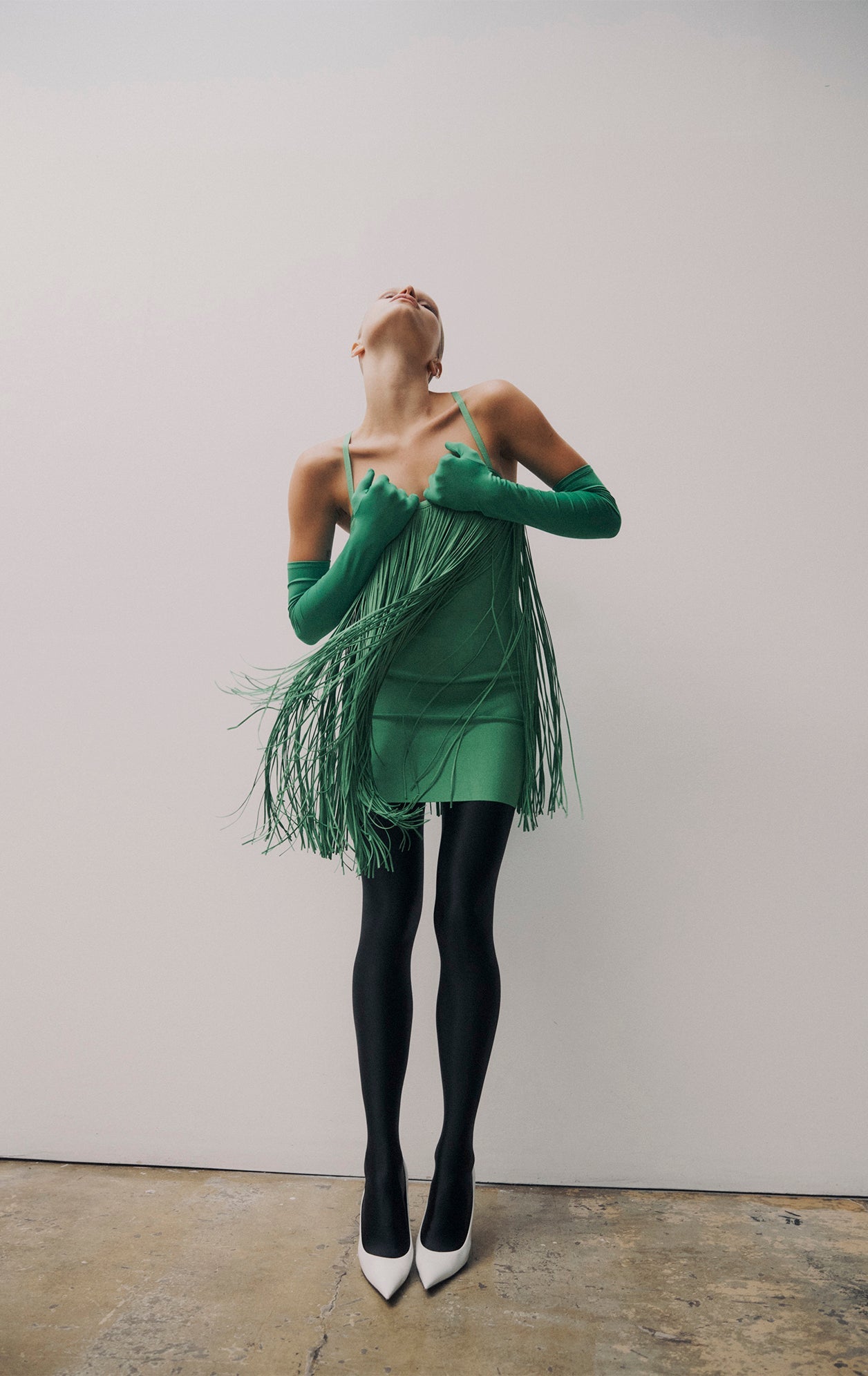 Fringe Sweetheart S/L Mini Dress | Kelly Green