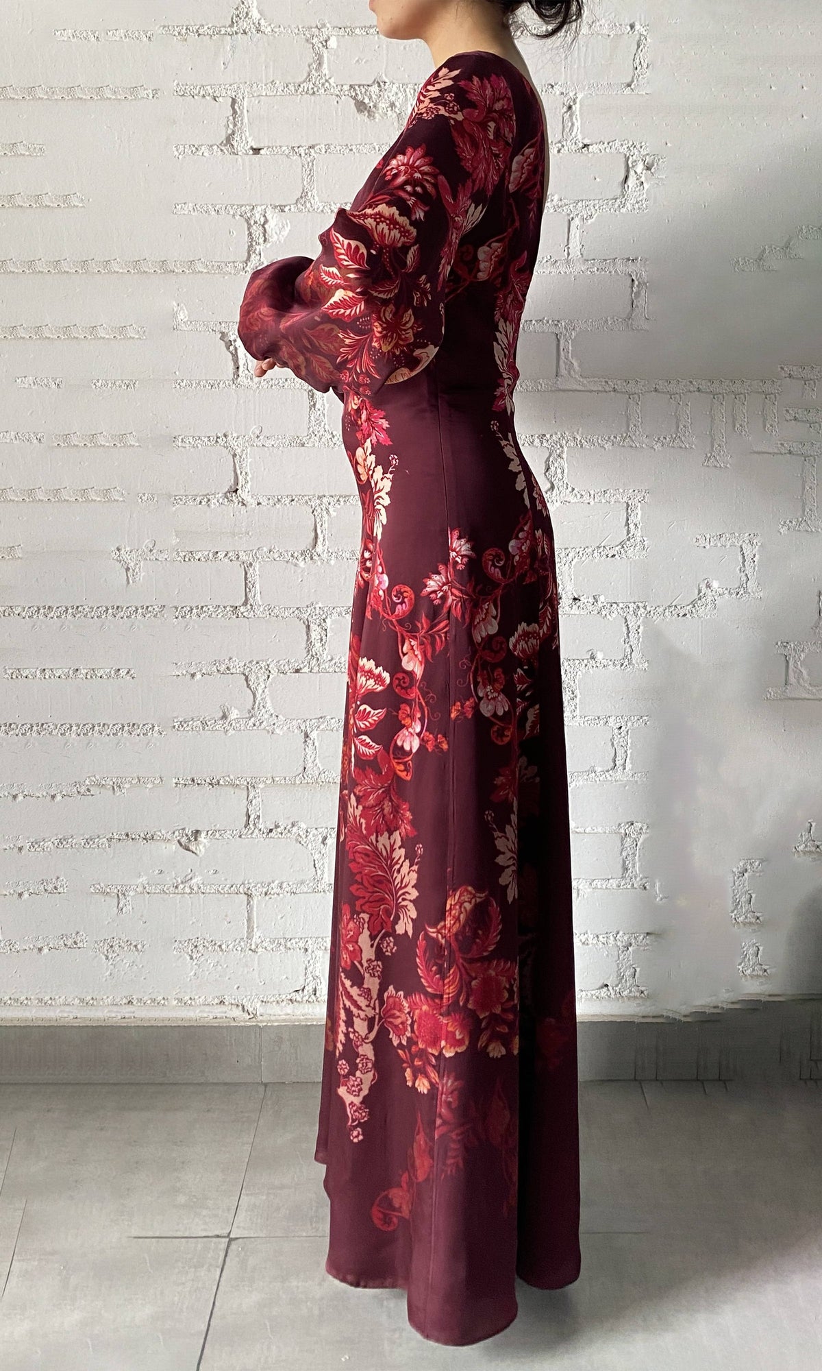 Hemant And Nandita | Aafa Viscose Long Dress | Red Beige