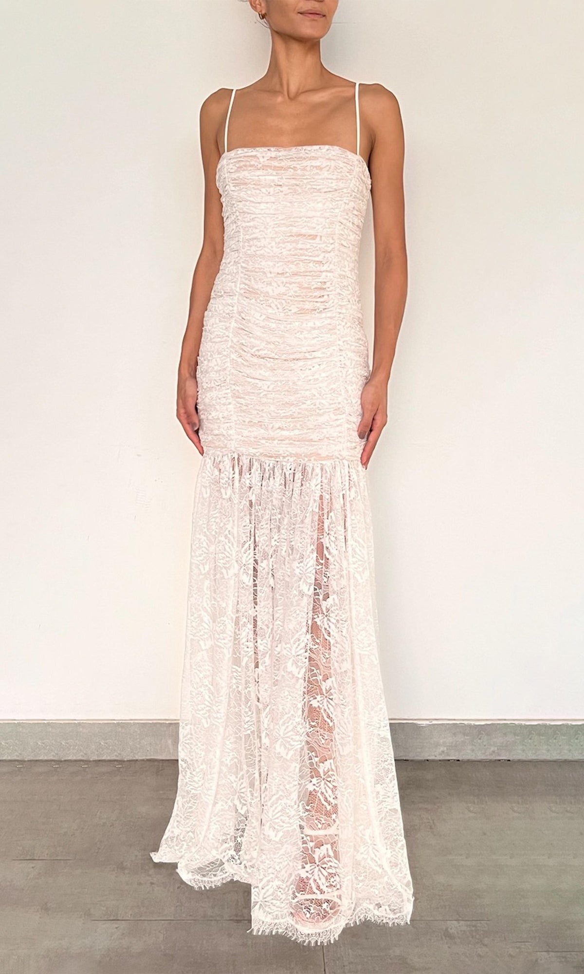 Hemant And Nandita | Adra Nylon Flower Long Dress | White