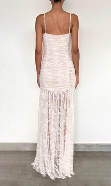 Hemant And Nandita | Adra Nylon Flower Long Dress | White