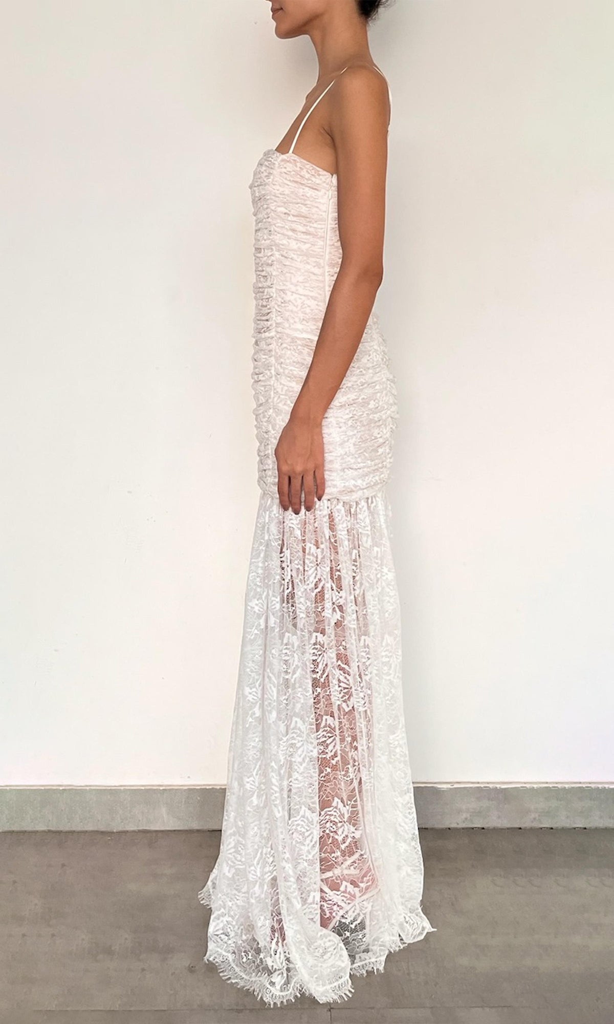 Hemant And Nandita | Adra Nylon Flower Long Dress | White