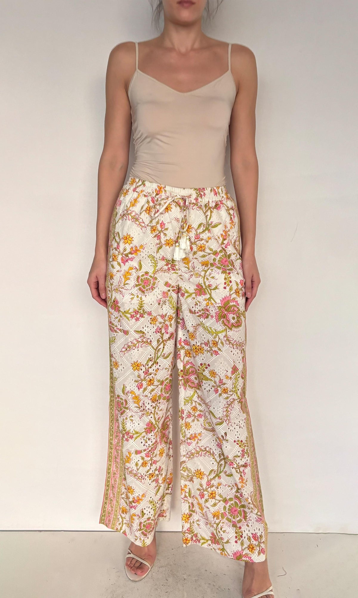Hemant And Nandita | Aira Cotton Schiffli Pants | Off White