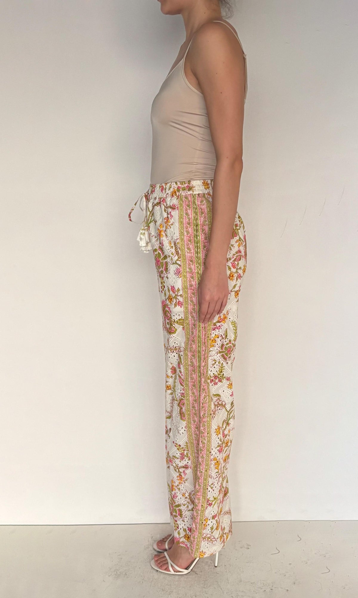 Hemant And Nandita | Aira Cotton Schiffli Pants | Off White