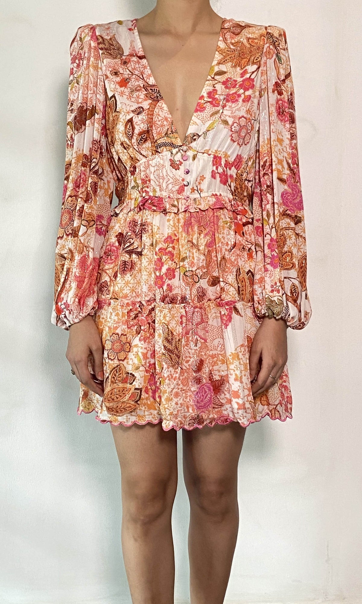 Hemant And Nandita | Amal Cotton Short Dress | White Orange