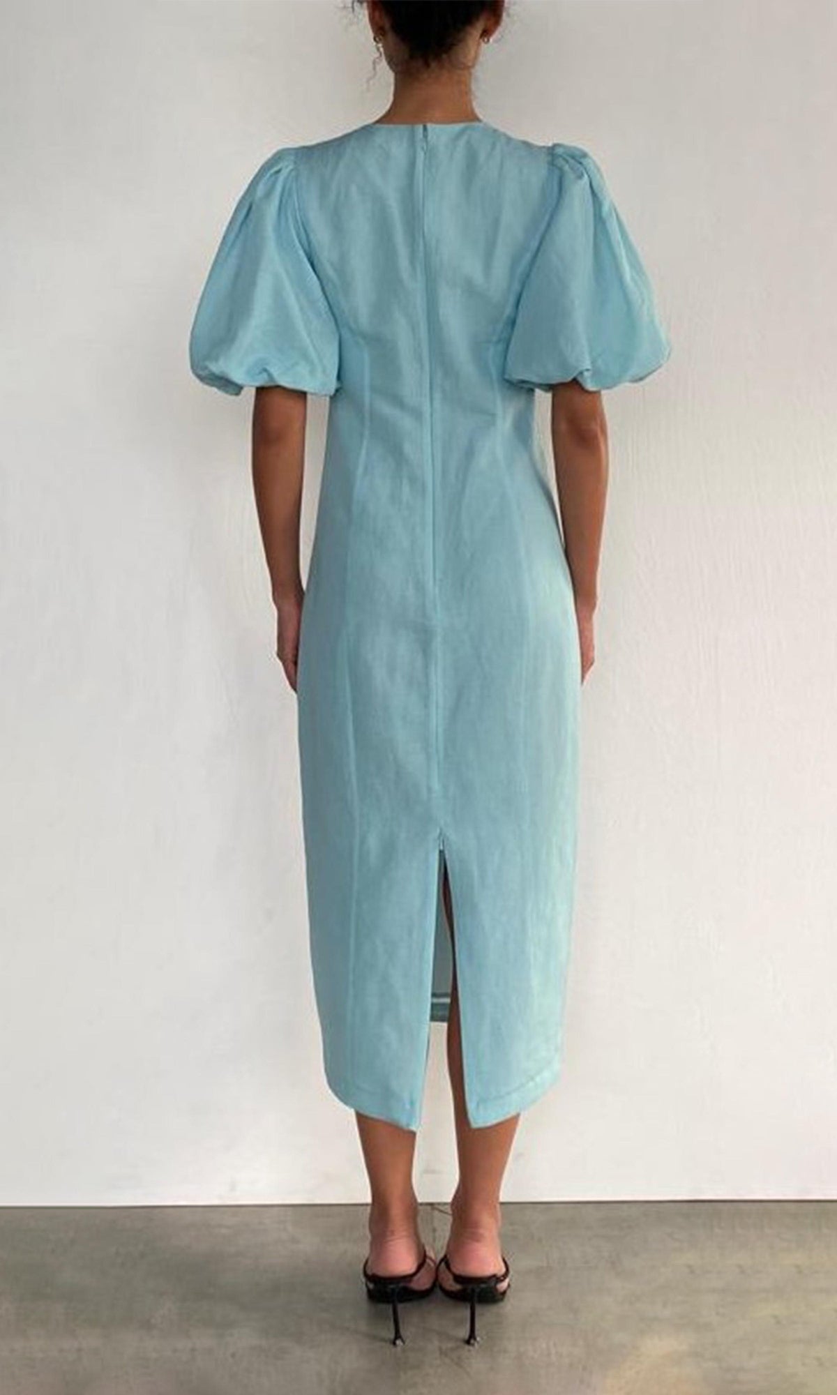 Hemant And Nandita | Amari Linen Cotton Midi Dress | Turquoise Multi