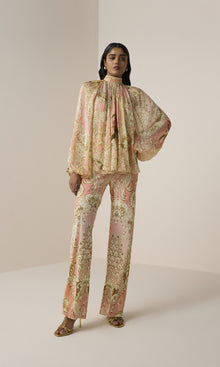 Hemant And Nandita | Anah Viscose Flat Chiffon Top | Peach
