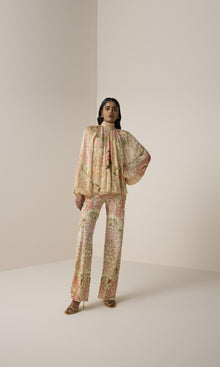 Hemant And Nandita | Anah Viscose Flat Chiffon Top | Peach