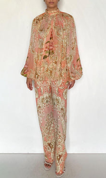 Hemant And Nandita | Anah Viscose Flat Chiffon Top | Peach