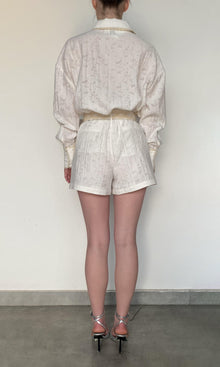 Hemant And Nandita | Anvi Viscose Nylon Jacquard Shorts | White