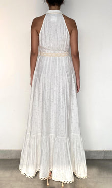 Hemant And Nandita | Anvi Viscose Nylon Jacquard Long Dress | White