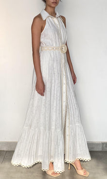 Hemant And Nandita | Anvi Viscose Nylon Jacquard Long Dress | White