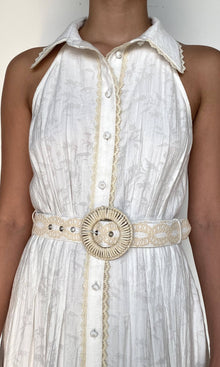 Hemant And Nandita | Anvi Viscose Nylon Jacquard Long Dress | White
