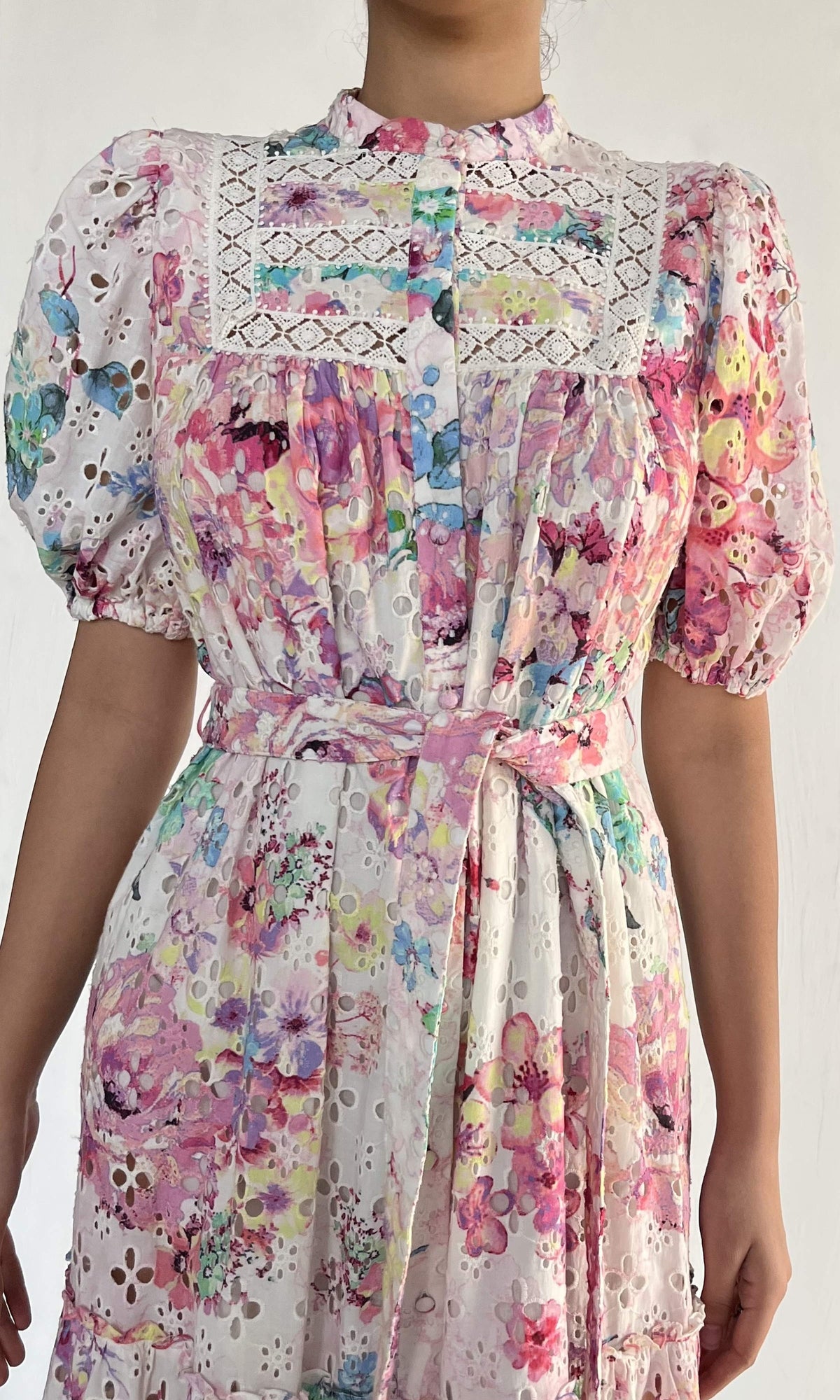 Hemant And Nandita | April Cotton Schiffli Long Dress | Multi
