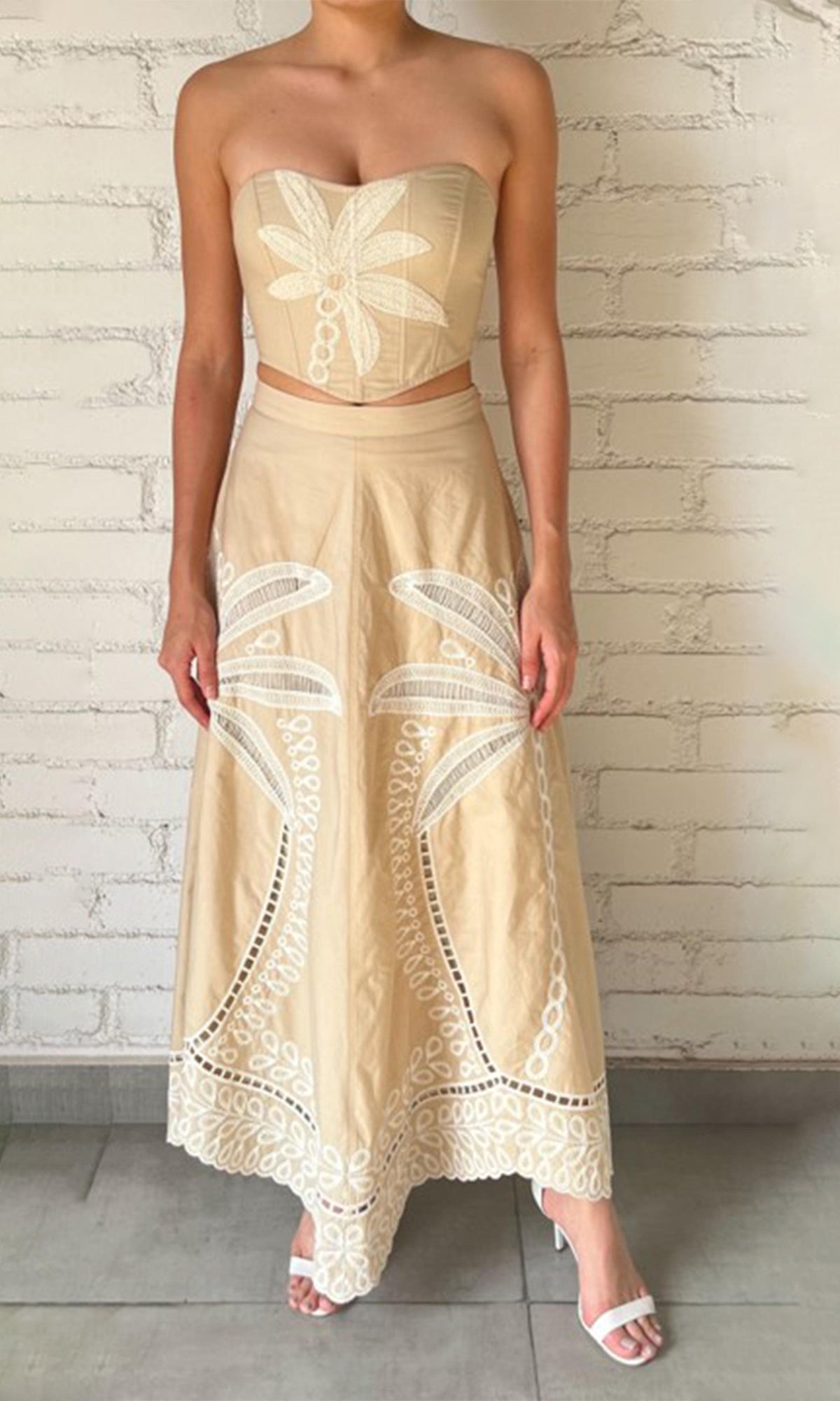 Hemant And Nandita | Ari Cotton Poplin Corset Top | Beige